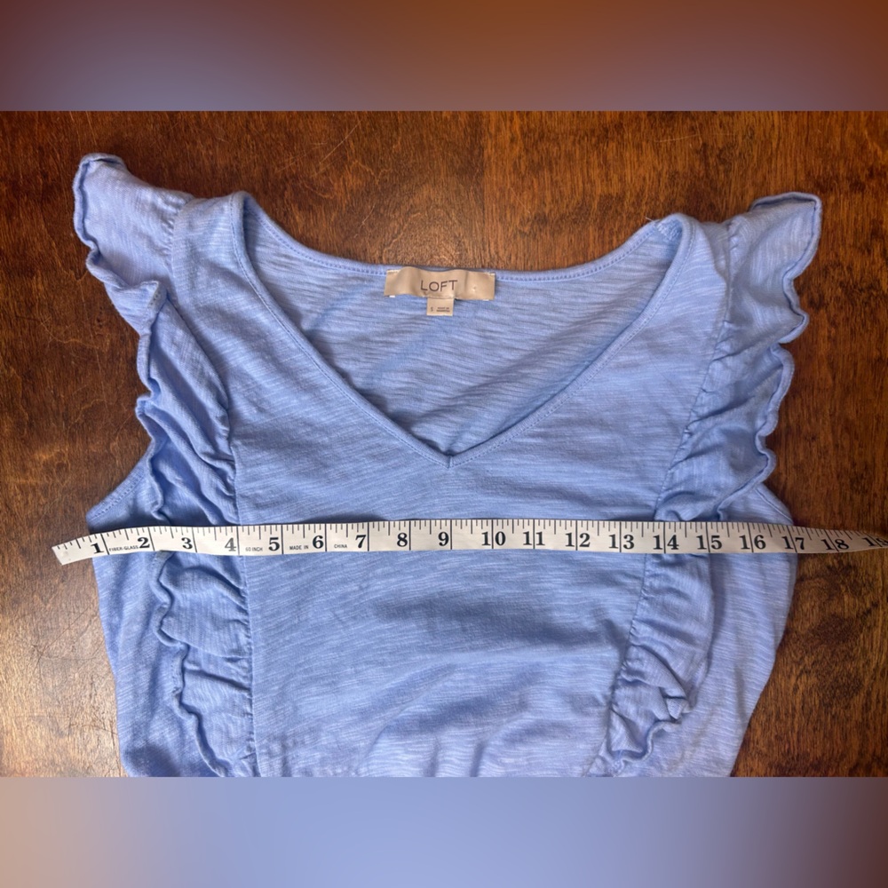 LOFT Ruffle Blue Dress - Picture 7 of 16
